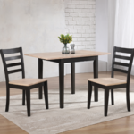 Winners Only Drop Leaf Table with Two Dining Chairs in Natural & Ebony