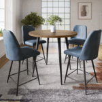 Prelude Suede 42" Round Counter Height Table w/ 4 stools