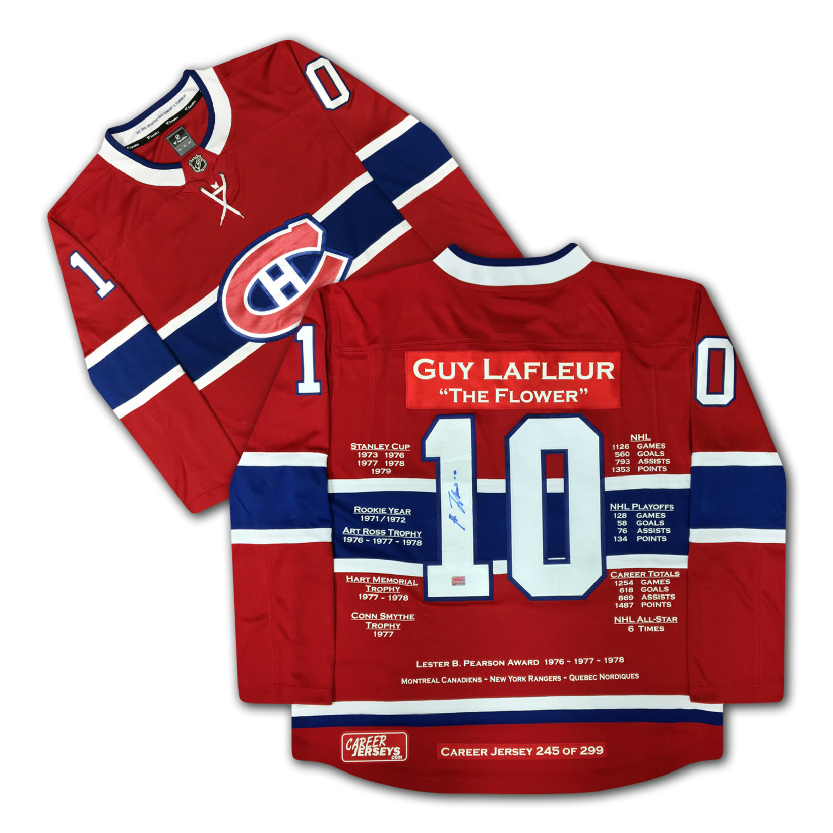 Guy Lafleur Career Jersey - Autographed - LTD ED 299 - Montreal Canadiens