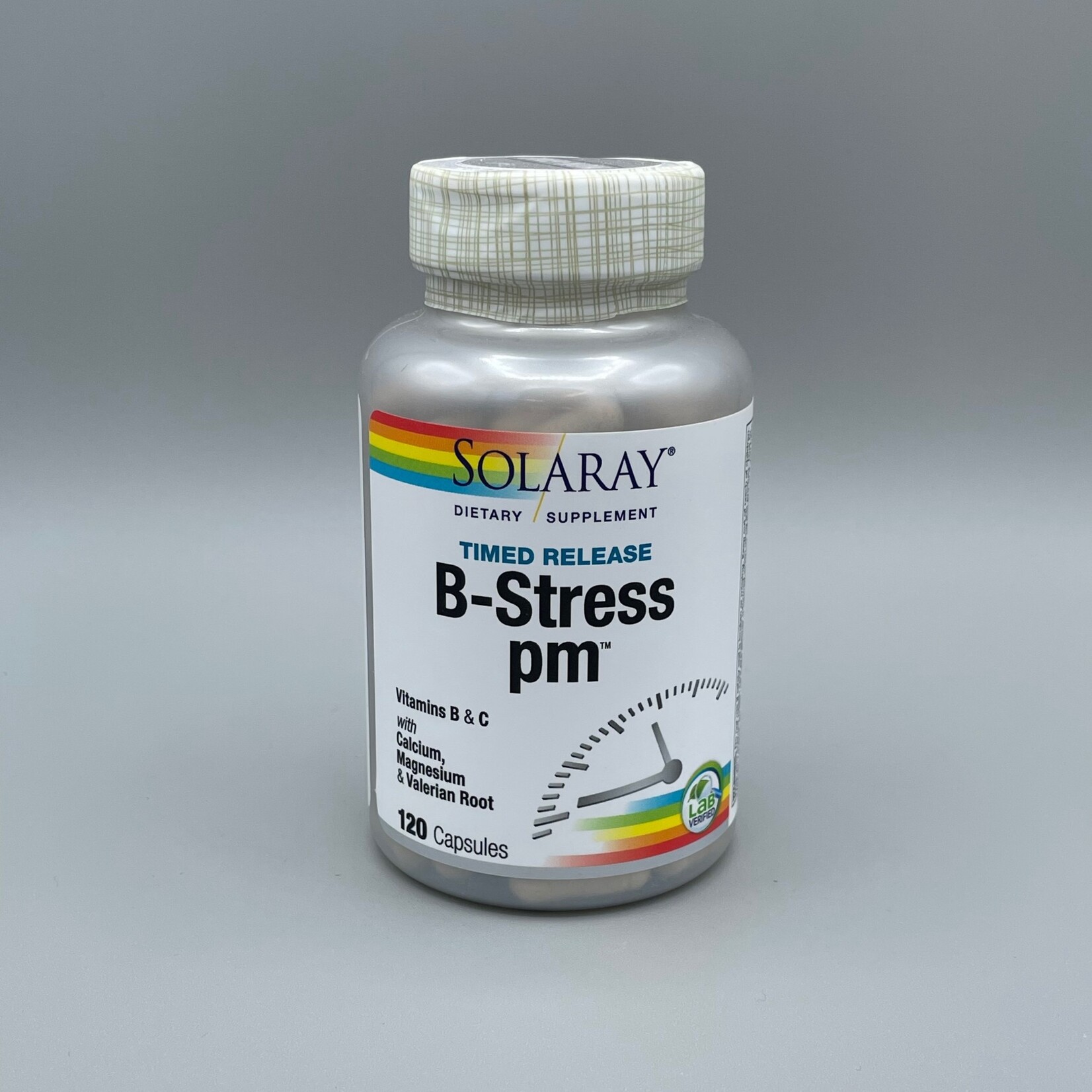 Solaray B-Stress pm (Vitamins B & C w/ Calcium, Magnesium & Valerian Root, Timed Release), 120 Capsules