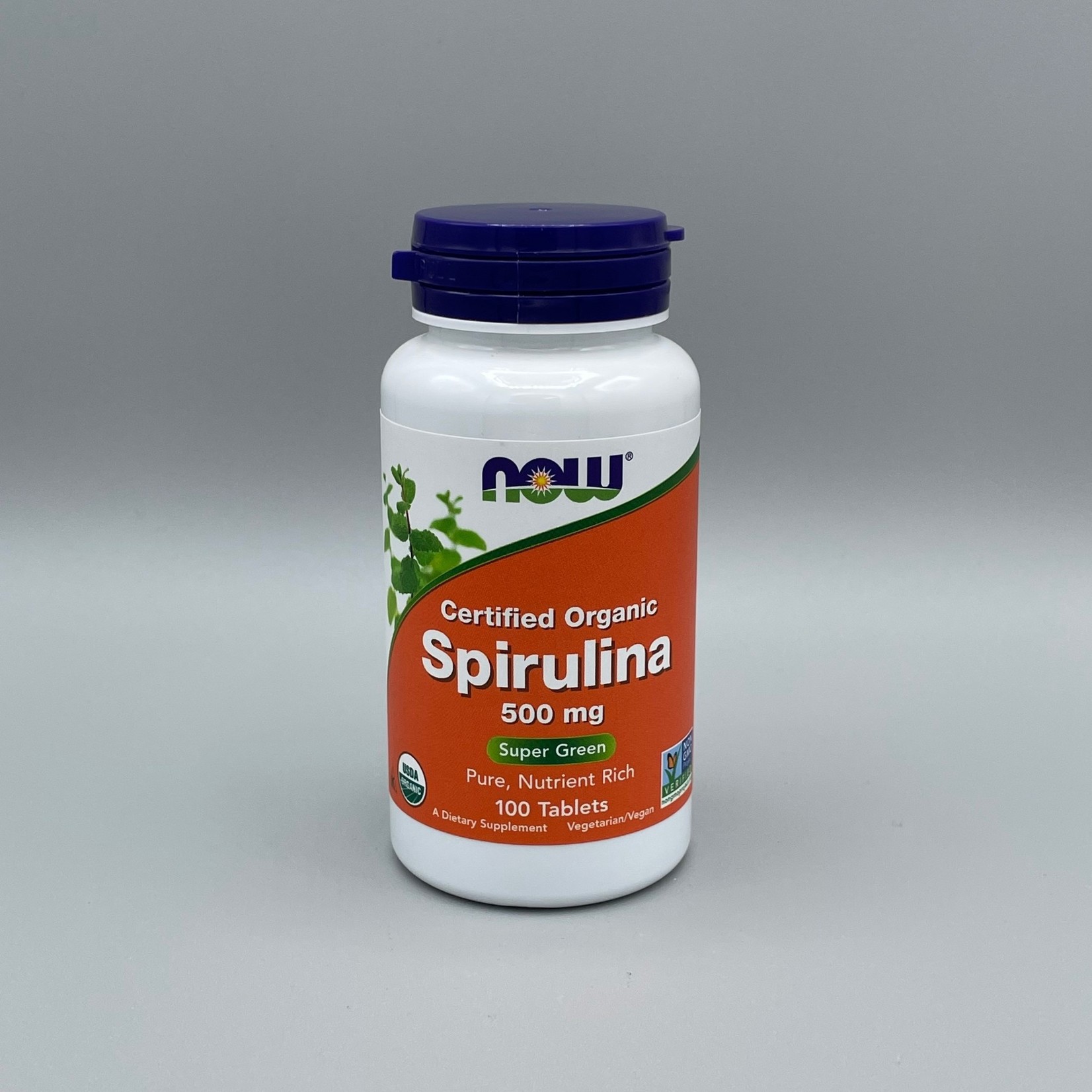 NOW NOW Spirulina (Certified Organic) - 500 mg, 100 Tablets