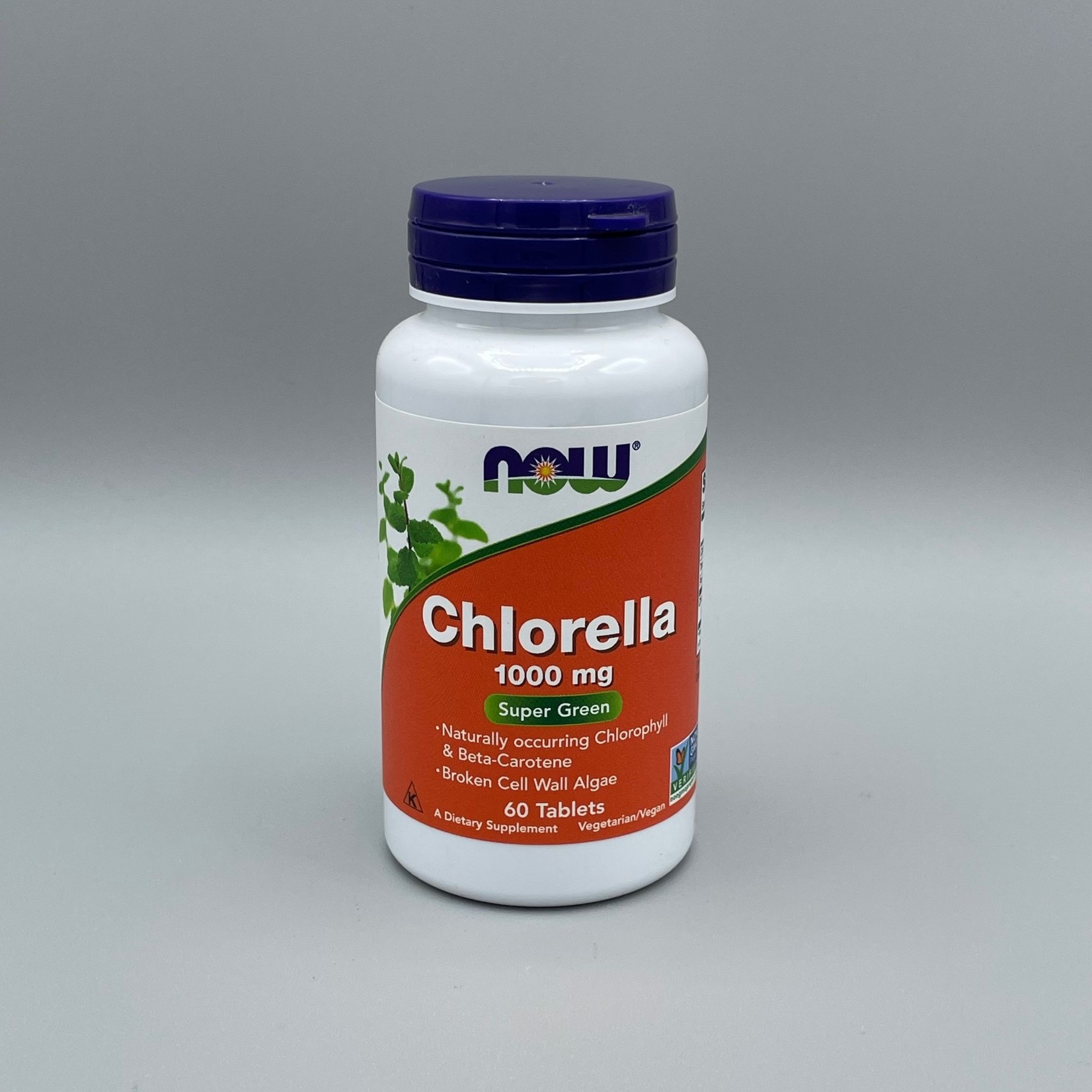 NOW NOW Chlorella (Clorophyll & Beta-Carotene, Vegan) - 1000 mg, 60 Tablets