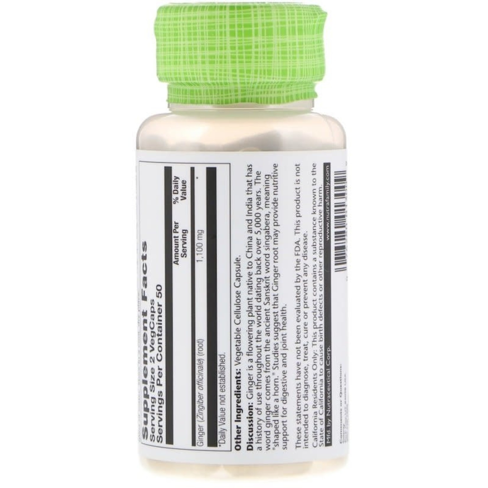 Solaray Ginger - 1100 mg, 100 Veg. Capsules