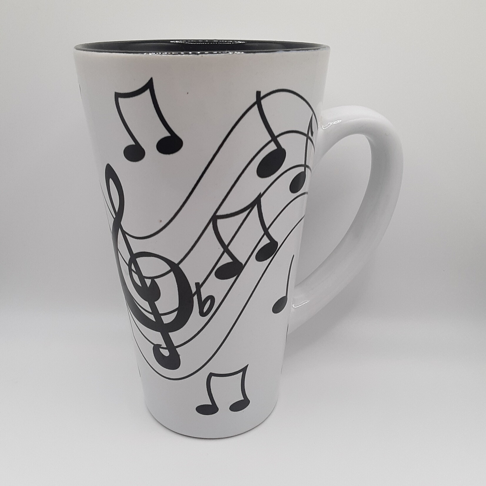 Tall Black and White Music Note Mug