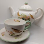 Birds of Olton Tea Pot and 1 Teacup with Saucer Set