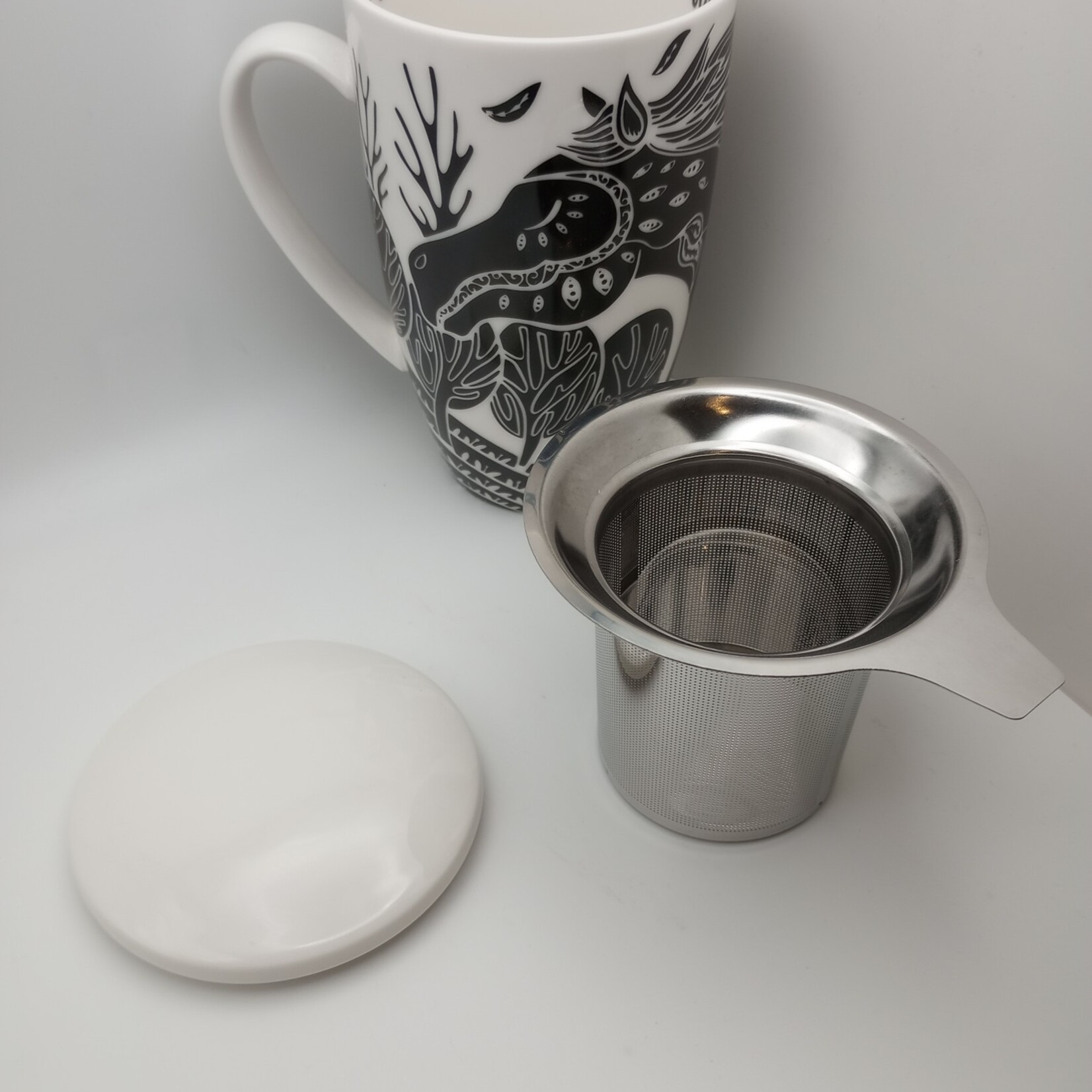 Black and White Horse Mug with Infuser
