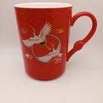 Elegant Ceramic Crane Mug Red