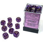 Chessex Chessex Borealis 12mm d6 Royal Purple/gold Luminary Dice Block (36 dice)