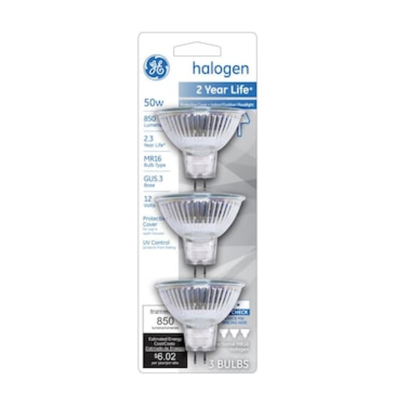 11520 GE 50-Watt Bright White Flood Halogen Light Bulb 3-Pack