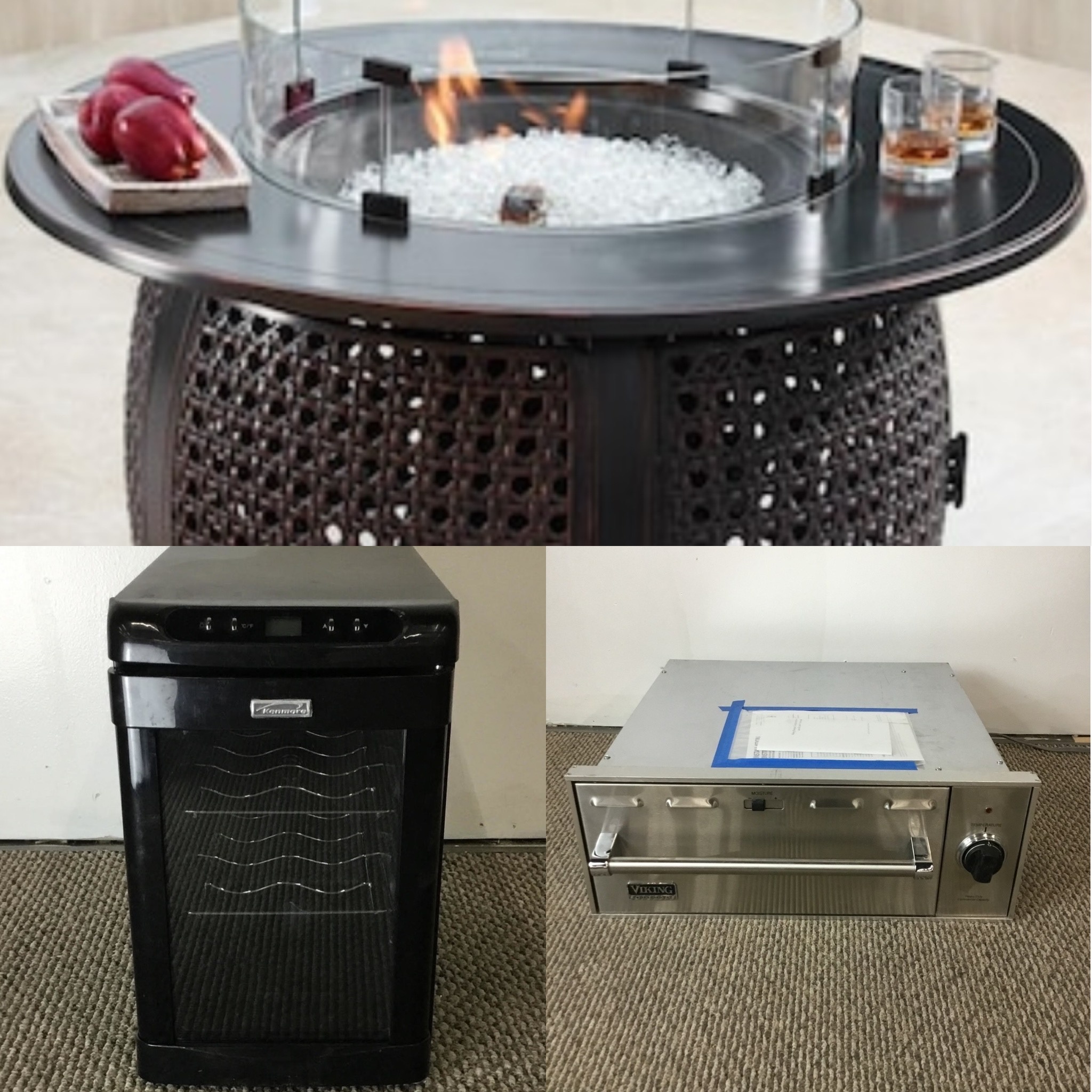 Beautiful new propane fire pit , a Kenmore wine celler, a Viking warming drawer and much more!