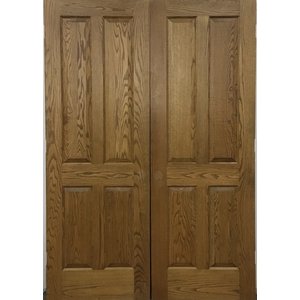 15388 Solid Oak 4-Panel Closet Door Set