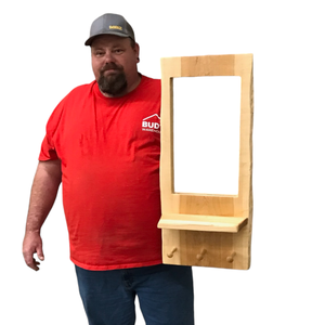 1013 Maple Wood Entry Mirror with Shelf and Coat Pegs
