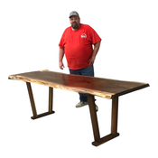 1016 Walnut Dining Table with Trapezoidal Wood Legs
