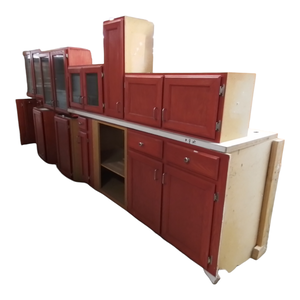 34534 10pc Cherry Red Stained Oak Cabinet Set