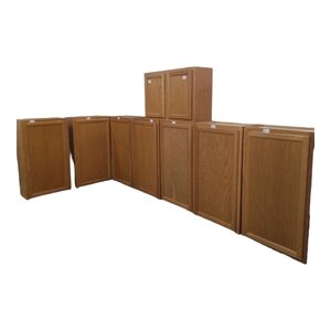 34532 8 Piece Oak Upper Cabinet Set