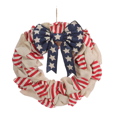 35141 Burlap Wreath 4th of July Decor