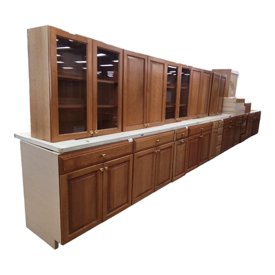 35573 16 Pc Maple Cherry Pecan Raised Panel Cabinet Set