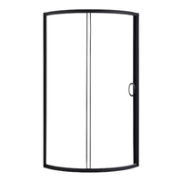 37354 OVE Matte Black Round Corner 2-Pc Shower Door