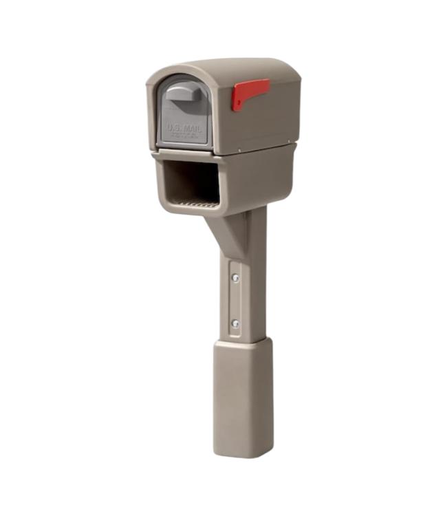 37449 Post Mount Brown Plastic Small Mailbox With Post