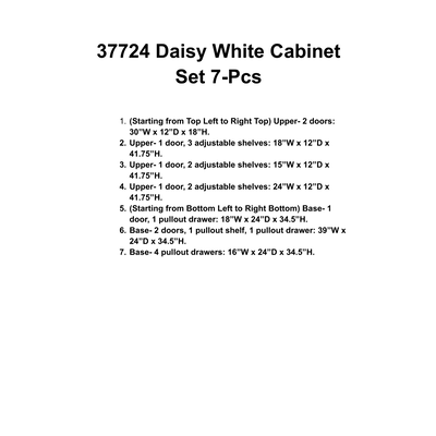 37724 Daisy White Cabinet Set 7-Pcs