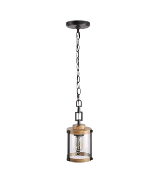 38261 LNC Black & Wood Hanging Pendant Light