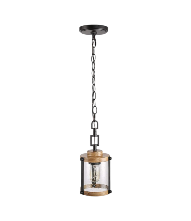 38261 LNC Black & Wood Hanging Pendant Light