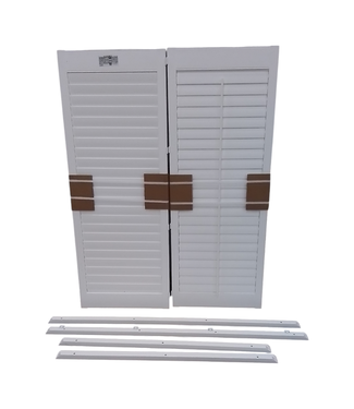 40238 Levolor White Faux Wood Bi-Fold Plantation Shutters