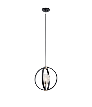 40622 Kichler 1-Light Black Orb Pendant Light