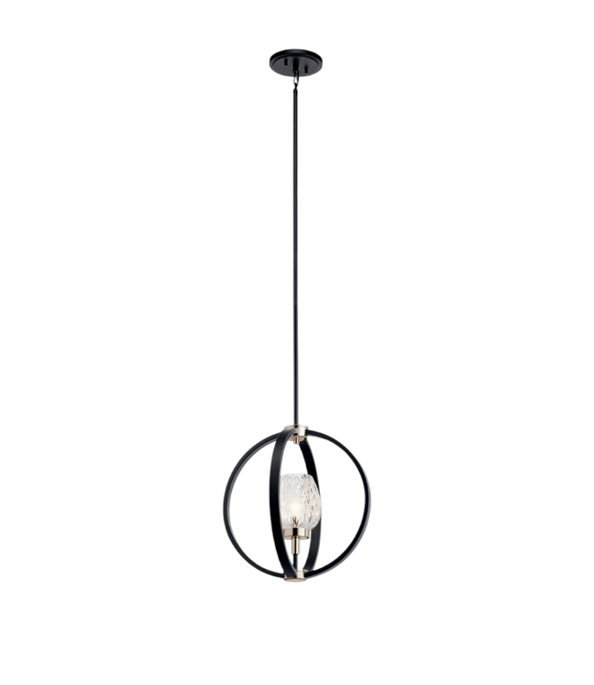 40622 Kichler 1-Light Black Orb Pendant Light