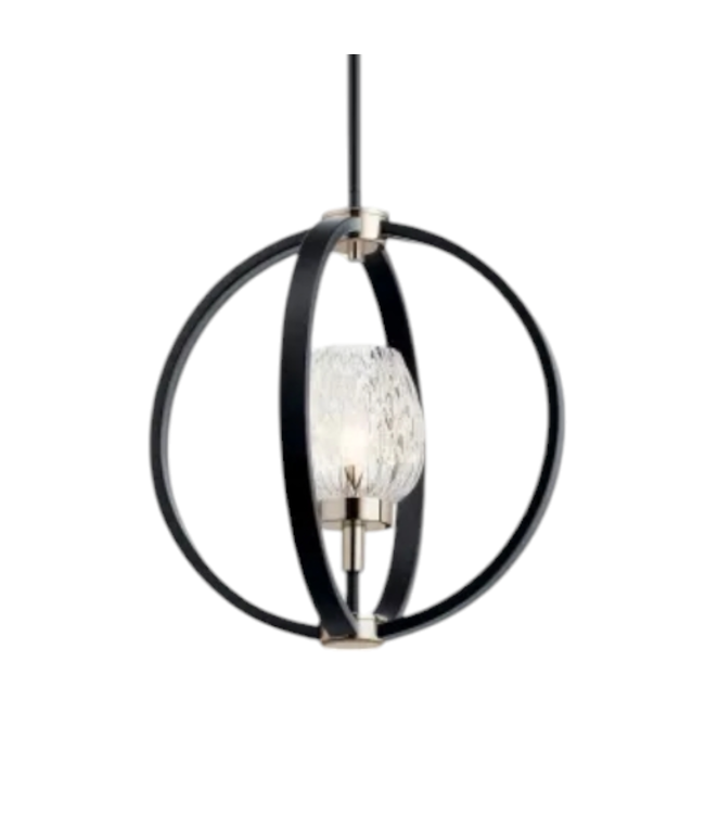 40622 Kichler 1-Light Black Orb Pendant Light