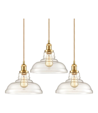 40755 3 Light Gold Finished Shaded Hanging Pendant Light