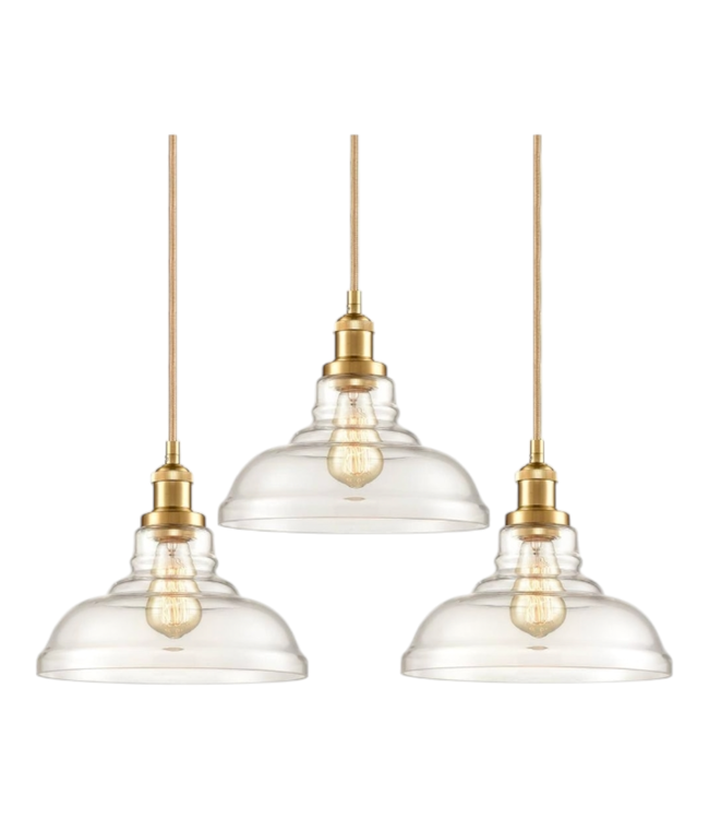 40755 3 Light Gold Finished Shaded Hanging Pendant Light