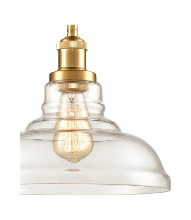 40755 3 Light Gold Finished Shaded Hanging Pendant Light