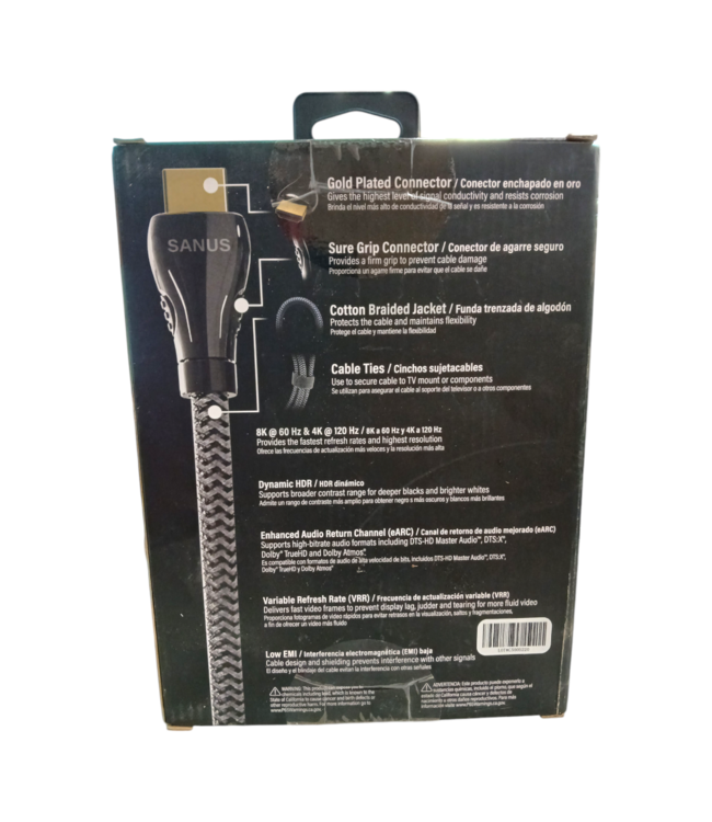 41233 Sanus 8K Ultra High Speed HDMI Cable 6.5-Ft