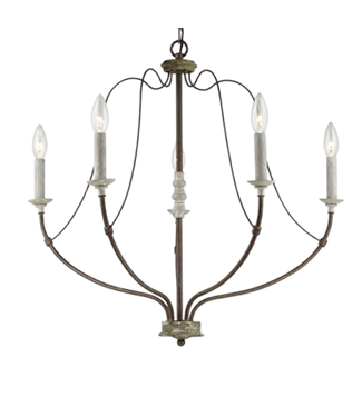 41335 Sea Gull 5-Light Distressed White Wood Chandelier