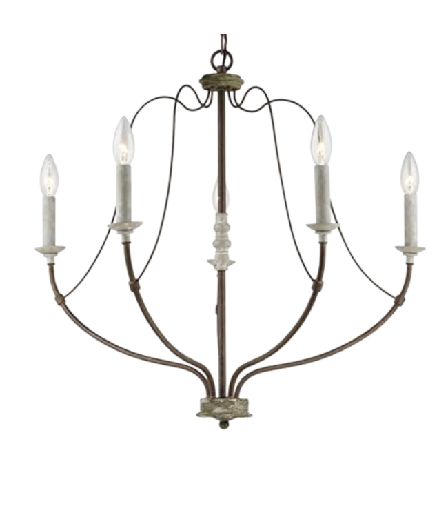 41335 Sea Gull 5-Light Distressed White Wood Chandelier