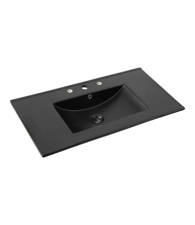 41983 Jonathan Y Black Ceramic Drop-In Bathroom Sink 36"W