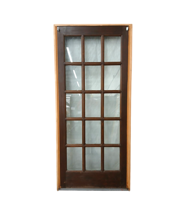 42182 Brown Wood Full Lite False French Door 37.5"W