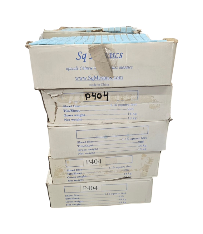 42173 Vitreous China Glass Mosaic Baby Blue Square Tile 5-Boxes