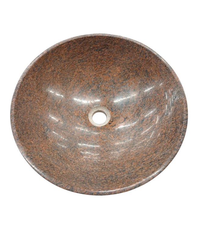 42333 Reddish-Brown Round Bathroom Granite Vessel Sink