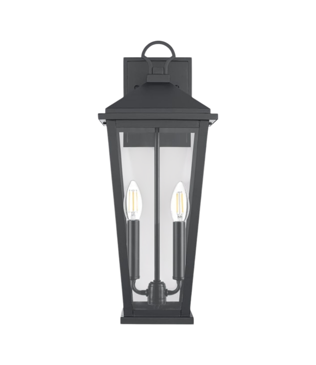 42755 Allen+Roth 2-Light Black Outdoor Wall Lantern
