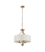 42820 3-Light Antique Gold w/White Fabric Shade Chandelier