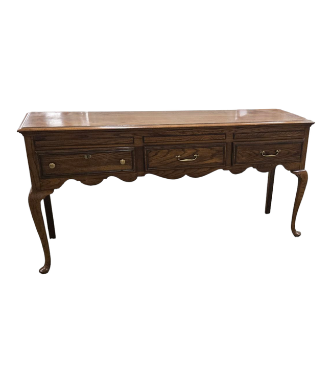 42857 Antique Queen Anne Style Oak Sideboard Table 67.25"W