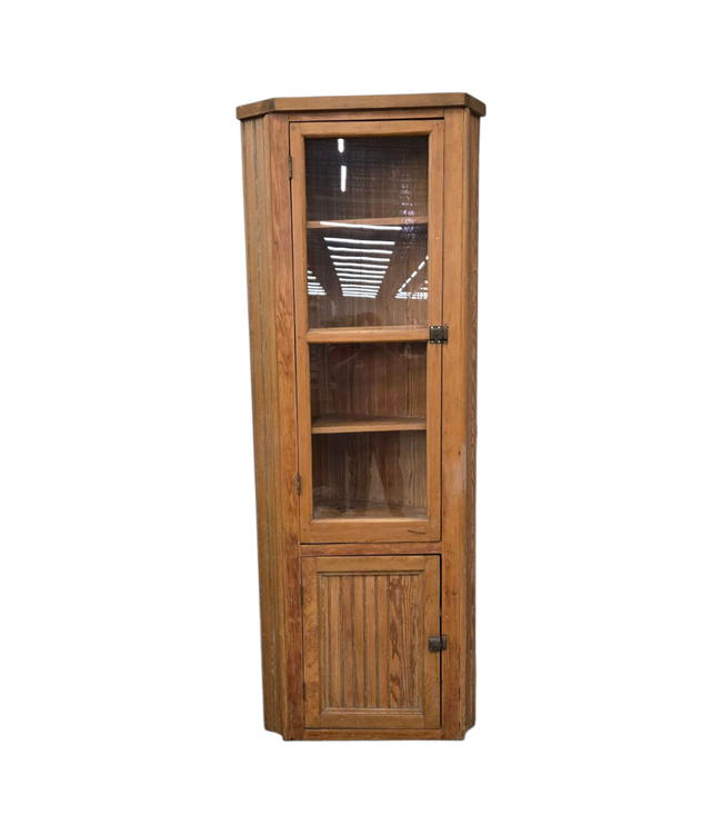 43106 Antique Oak Corner Cupboard 84.5"H