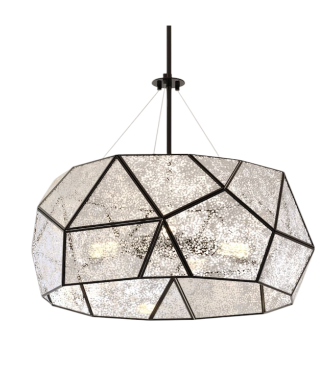 43416 Cascada 3-Light Black & Mercury Glass Pendant Light