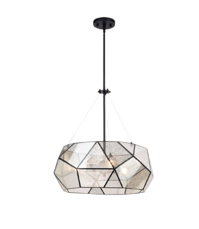 43416 Cascada 3-Light Black & Mercury Glass Pendant Light