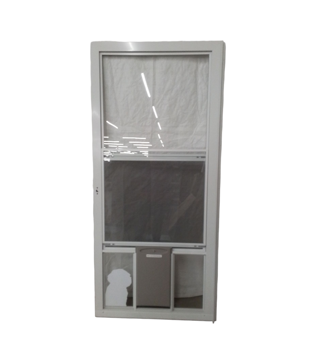 43451 White Storm Door with Pet Door 35.25"W