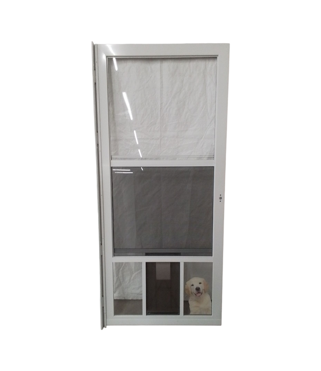 43451 White Storm Door with Pet Door 35.25"W