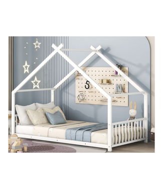 43834 ModernLuxe White Twin Metal Bed Frame