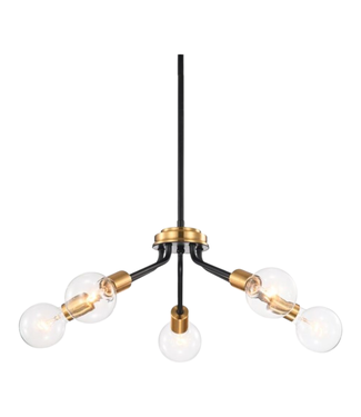 43836 Edvidi 5-Light Antique Gold & Black Chandelier
